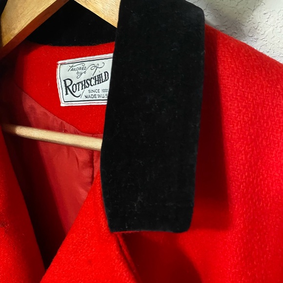 ROTHSCHILD Vintage Women’s Wool Long Coat Size 12 Red and Black Luxury Winter - Picture 5 of 15